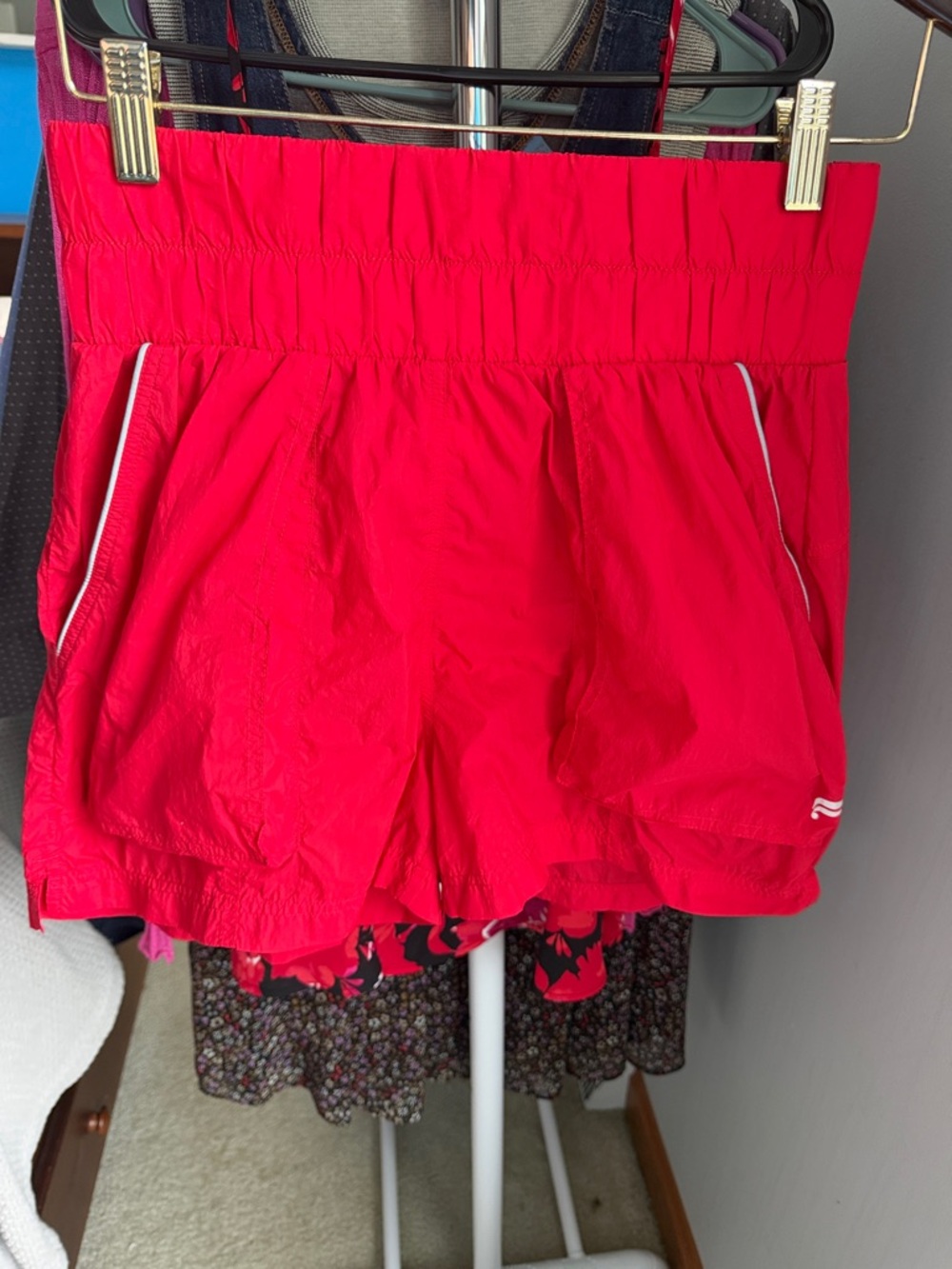 Fabletics Bright Red Athletic Shorts with Contrast Piping